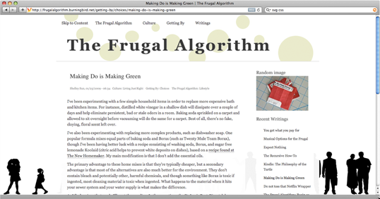 Frugal Algorithm site displayed in narrow window