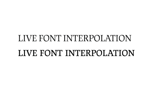 Confronto del titolo “LIVE FONT INTERPOLATION” impostato nella versione testo e nella versione display del font JAF Lapture, che illustra come la versione display renda meglio visivamente.