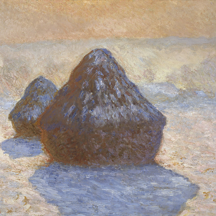 Claude Monet, Balle di fieno: Effetto della neve (1891). Scottish National Gallery; immagine di pubblico dominio.