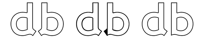 Illustrazione che mostra in che modo le minuscole ‘d’ e ‘b’ siano state modificate per renderle più facilmente distinguibili in Wellcome Bold